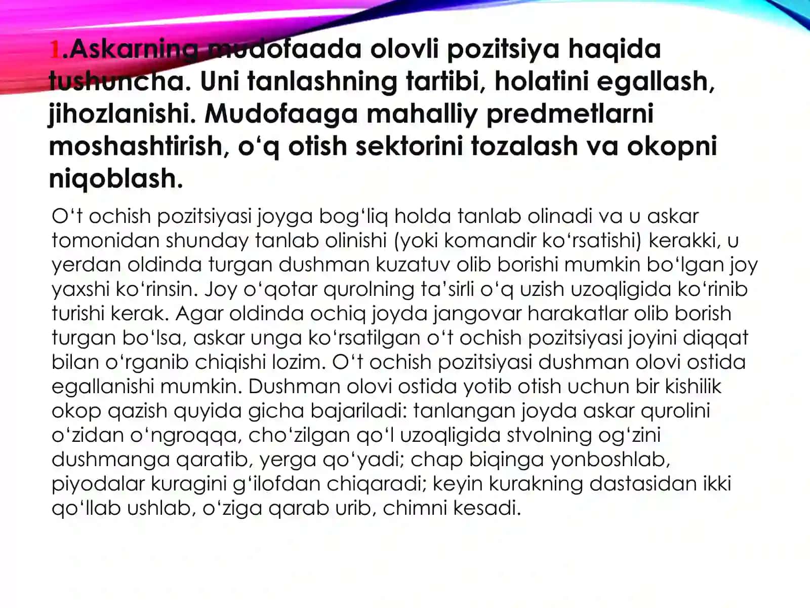 Askarning mudofaadagi harakatlari 4
