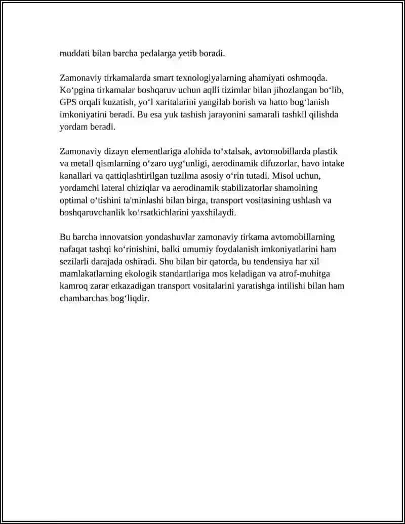 ZAMANOVIY TIRKAMA AVTOMOBILLAR 4
