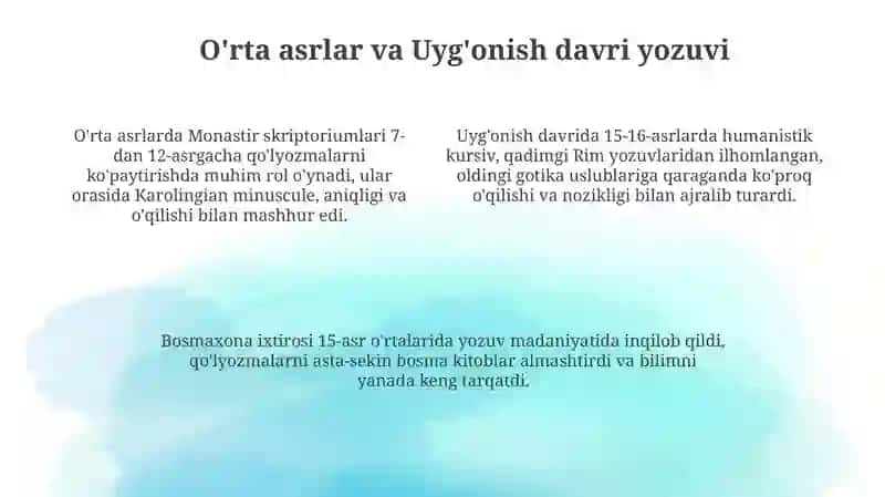 Yozuvning tarixiy va zamonaviy turli 4