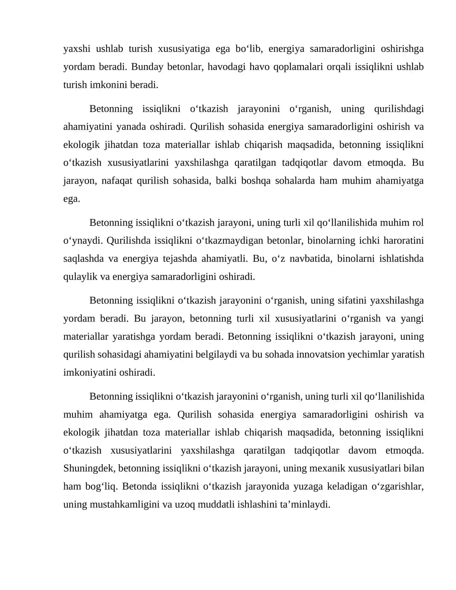 Issiqlikni tez o‘tkazib yubormaydigan betonlar. 4