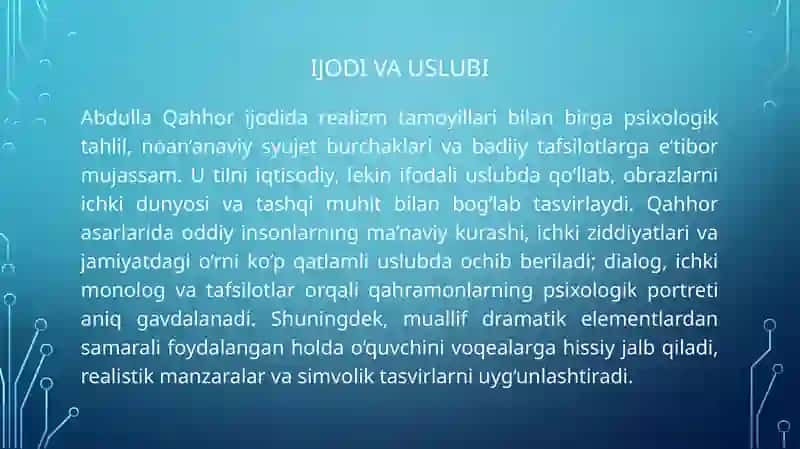 Abdulla Qahhor hayoti va Bemor hikoyasi 4