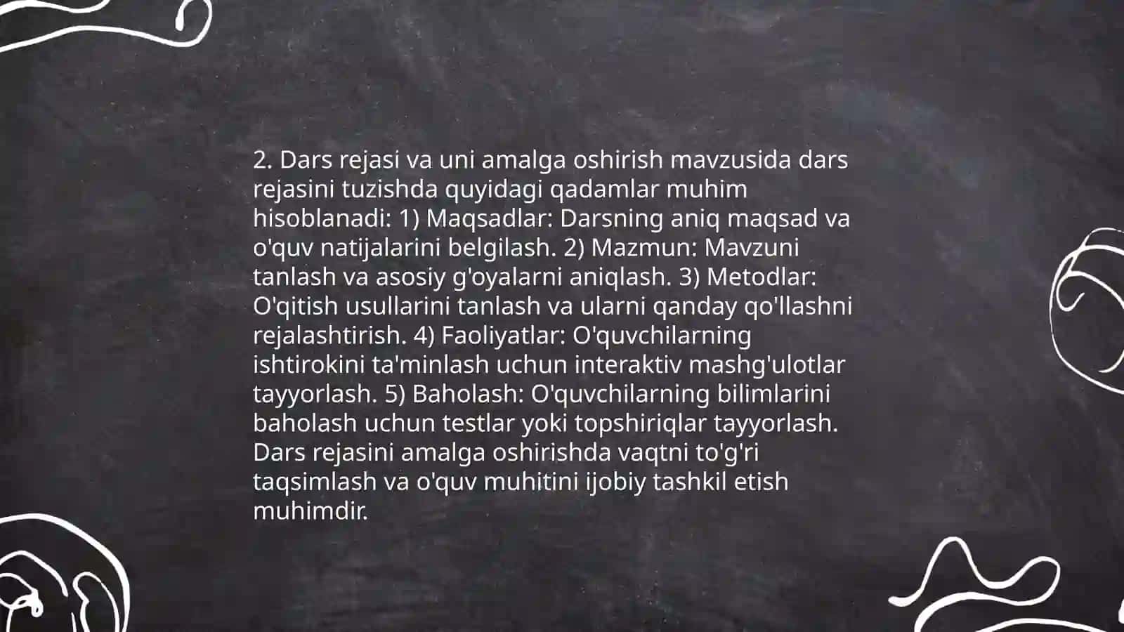 Dars maqsadlarining aniq belgilanishi 4