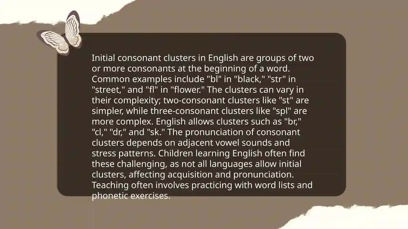 Initial, medial and final clusters and their pronunciation 4