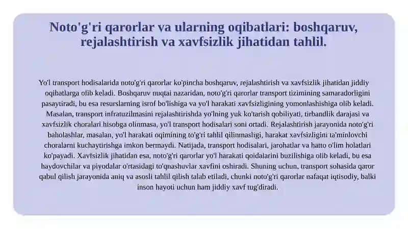 YTHlarida nosozlik va noto'g'ri qarorlar tahlili 4