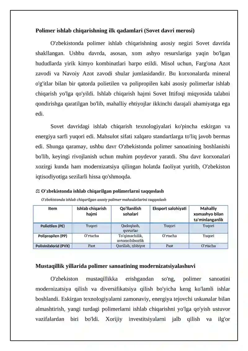 Oʻzbekistonda ishlab chiqarilgan polimerlar 4