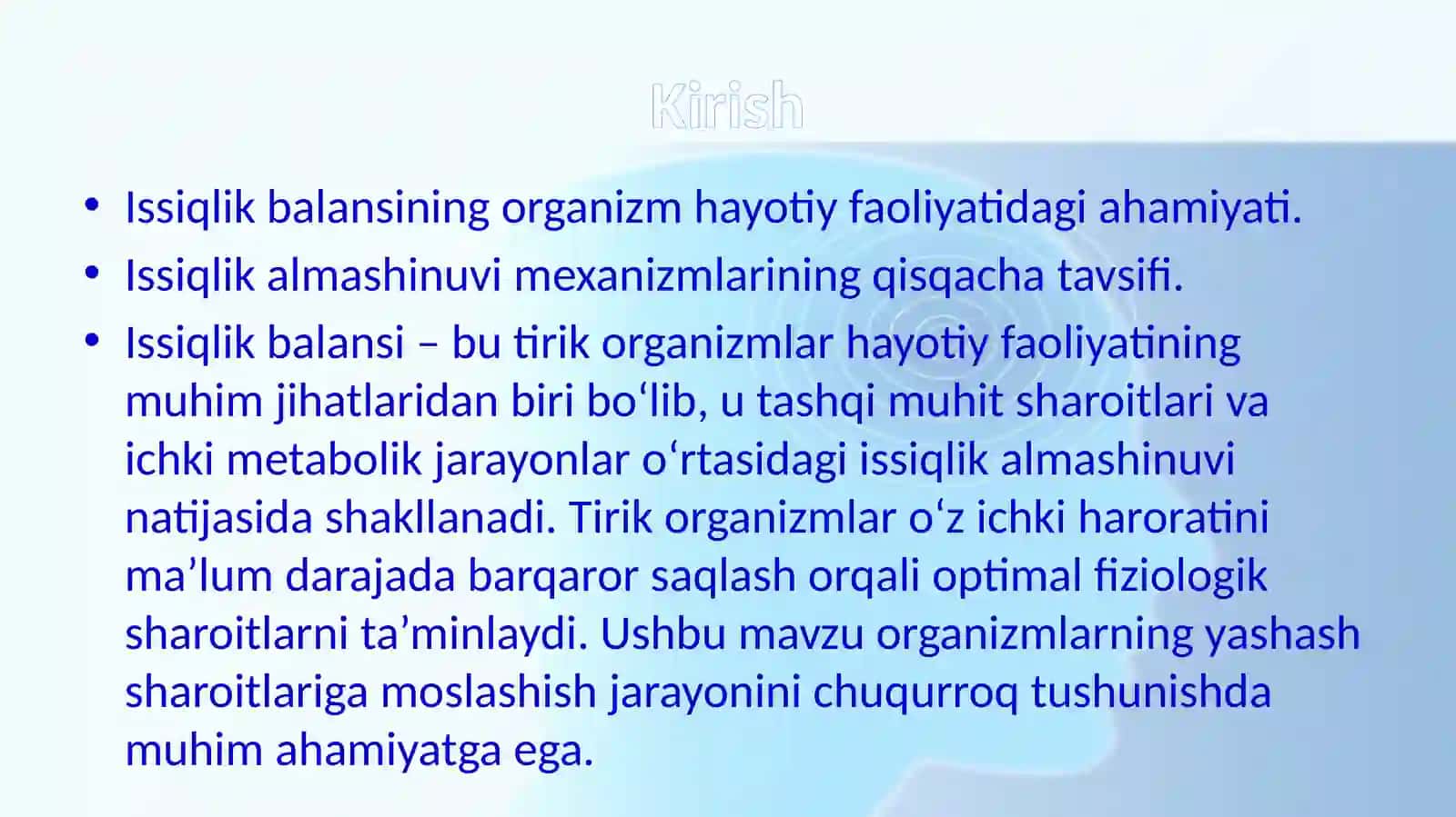Organizmda issiqlik balansi 4