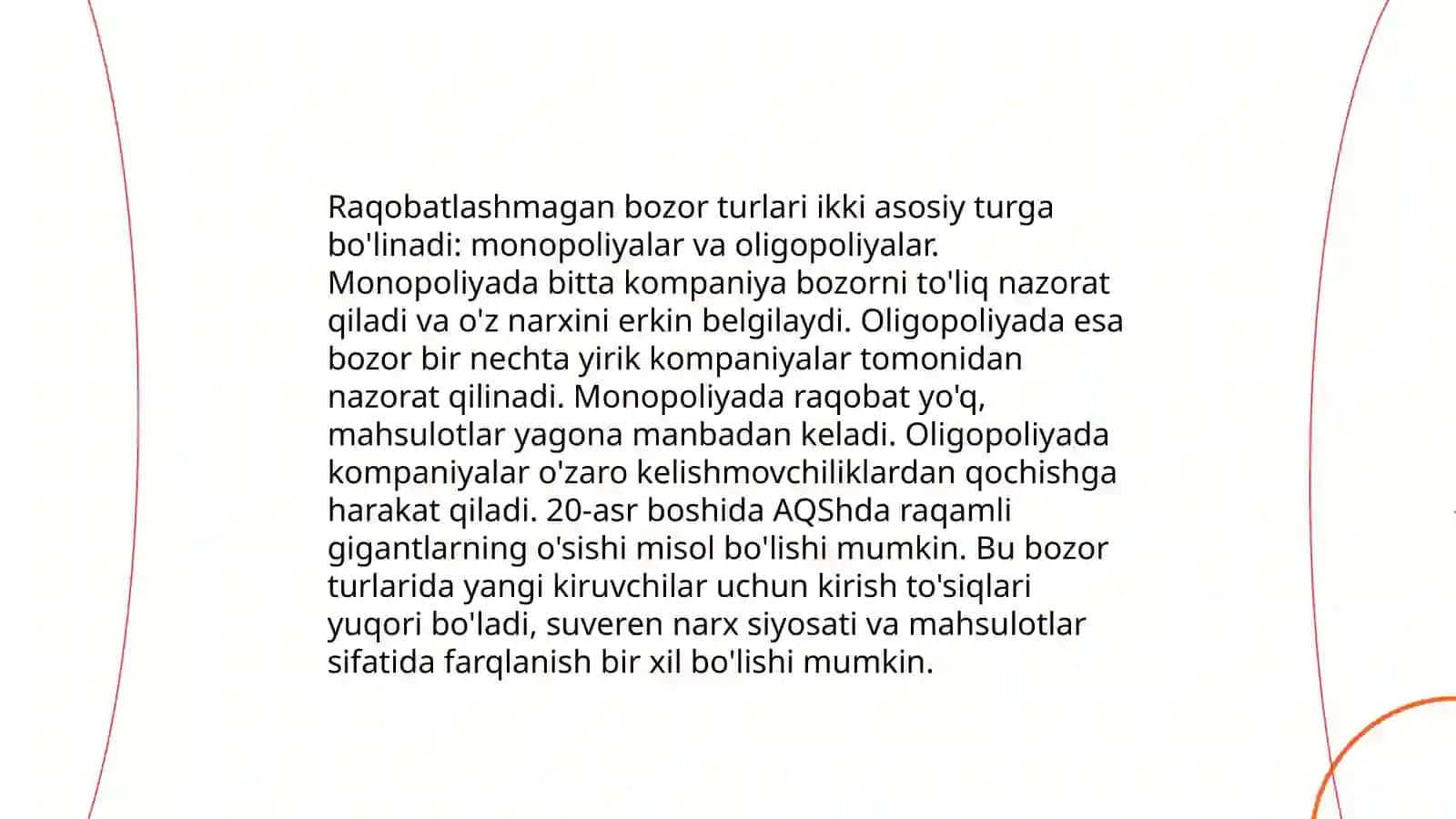 Raqobatlashmagan bozor sharoitida monopol narx belgilash va bozor hokimiyati 4