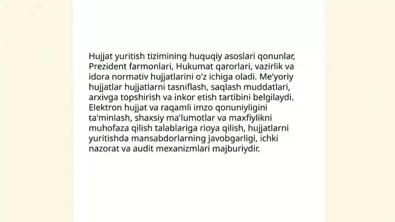 Sohada hujjat yuritish asoslari 4