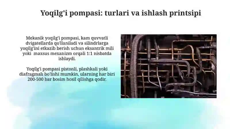 Dizel Yoqilg'i Ta'minot Sistemasi Tuzilishi 4