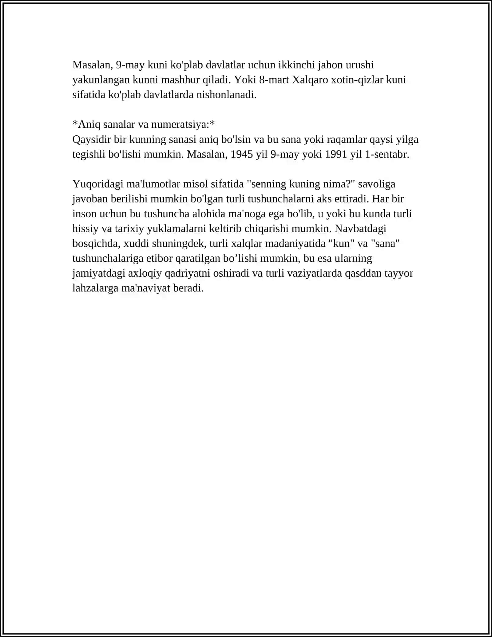 REFERAT Mavzu: BUGUN SENING KUNING 4