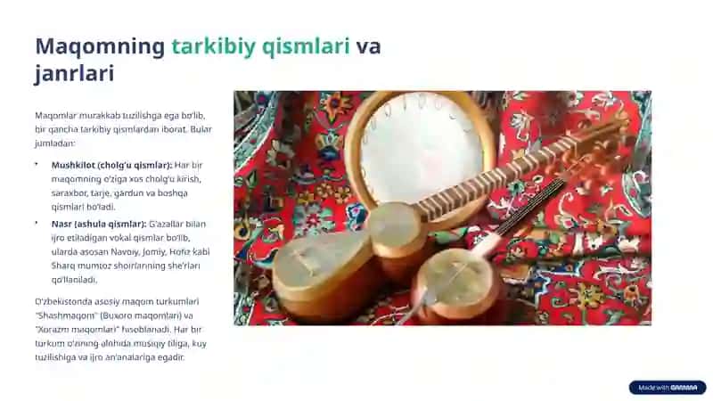 Oʻzbek milliy musiqa madaniyati: Maqom sanʼati 4