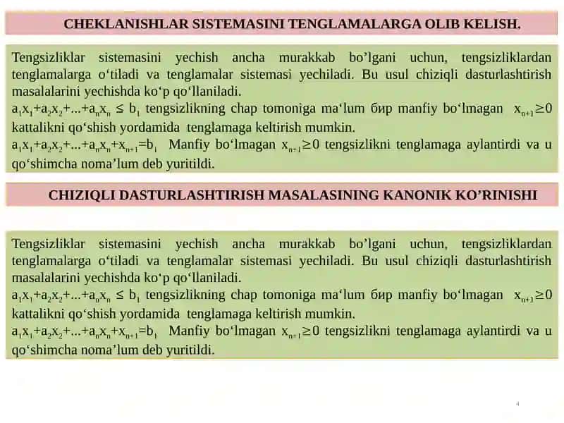 Simpleks usulida ma'ruzalar 4
