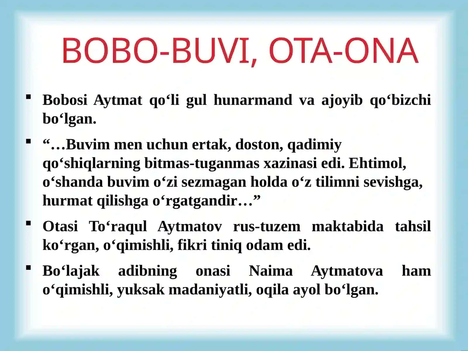 Chingiz Aytmatov vajahona adabiyoti 4