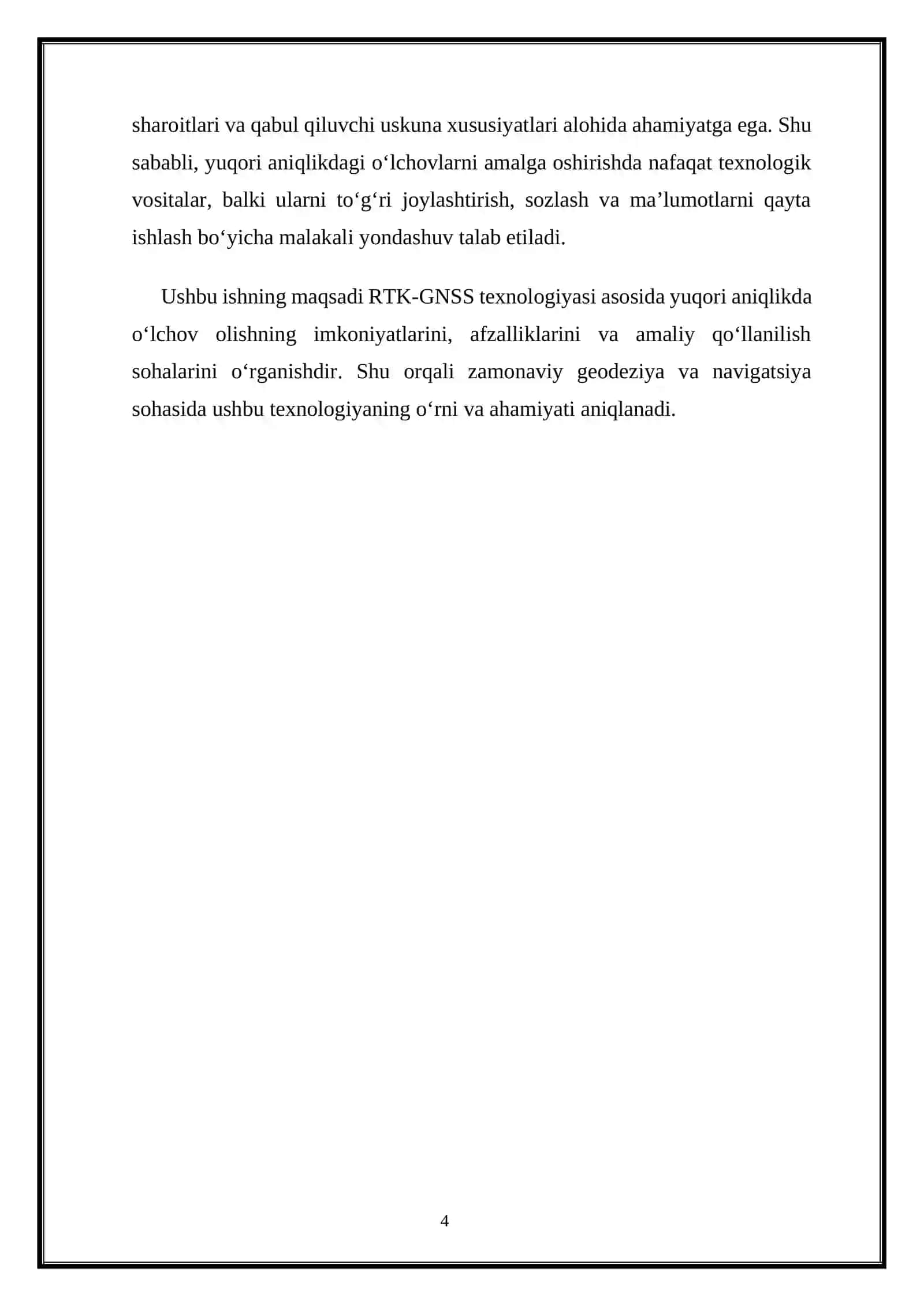 RTK-GNSS texnologiyasida yuqori aniqlikda o’lchov olish 4