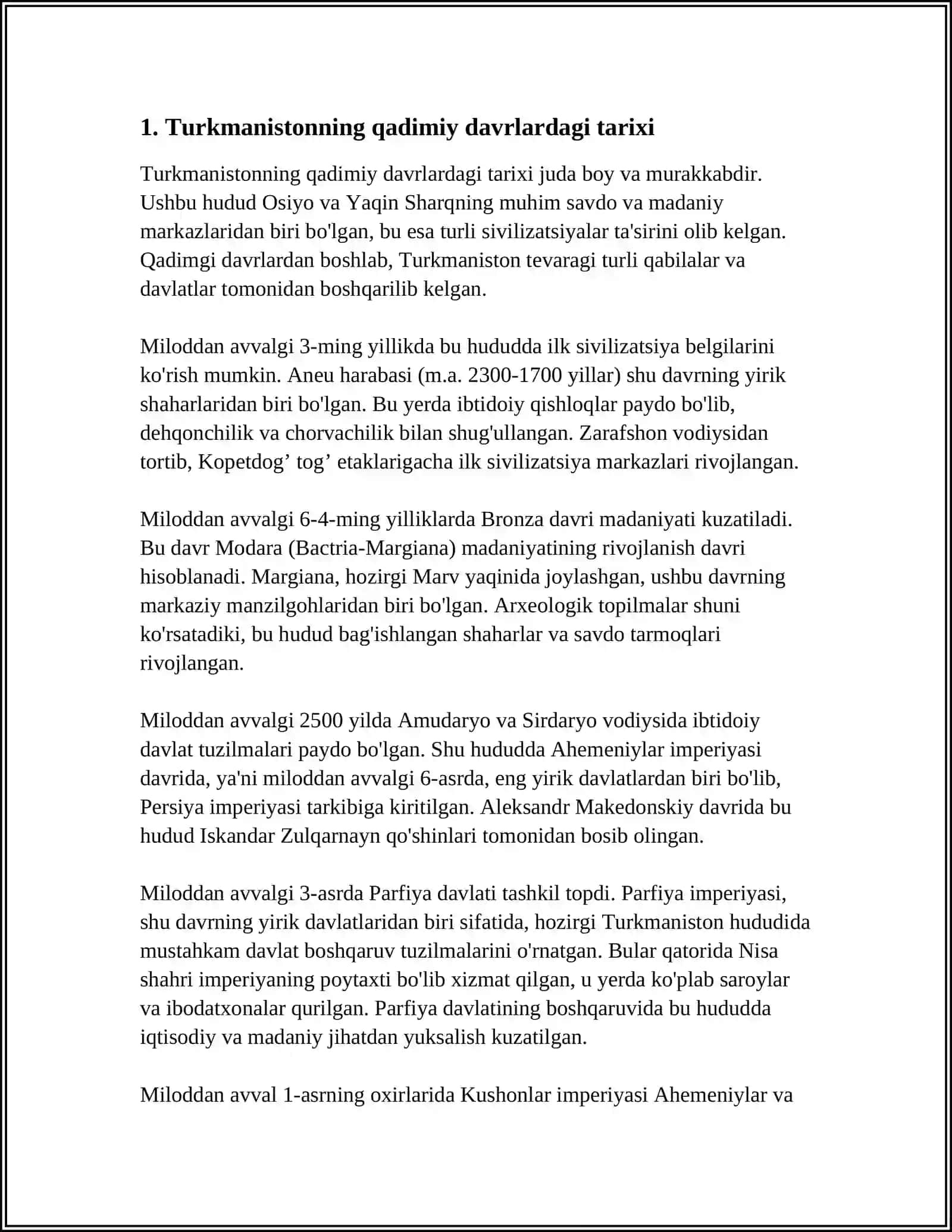 TURKMANISTON DAVLATINING TARIXI VA RIVOJLANISHI 4