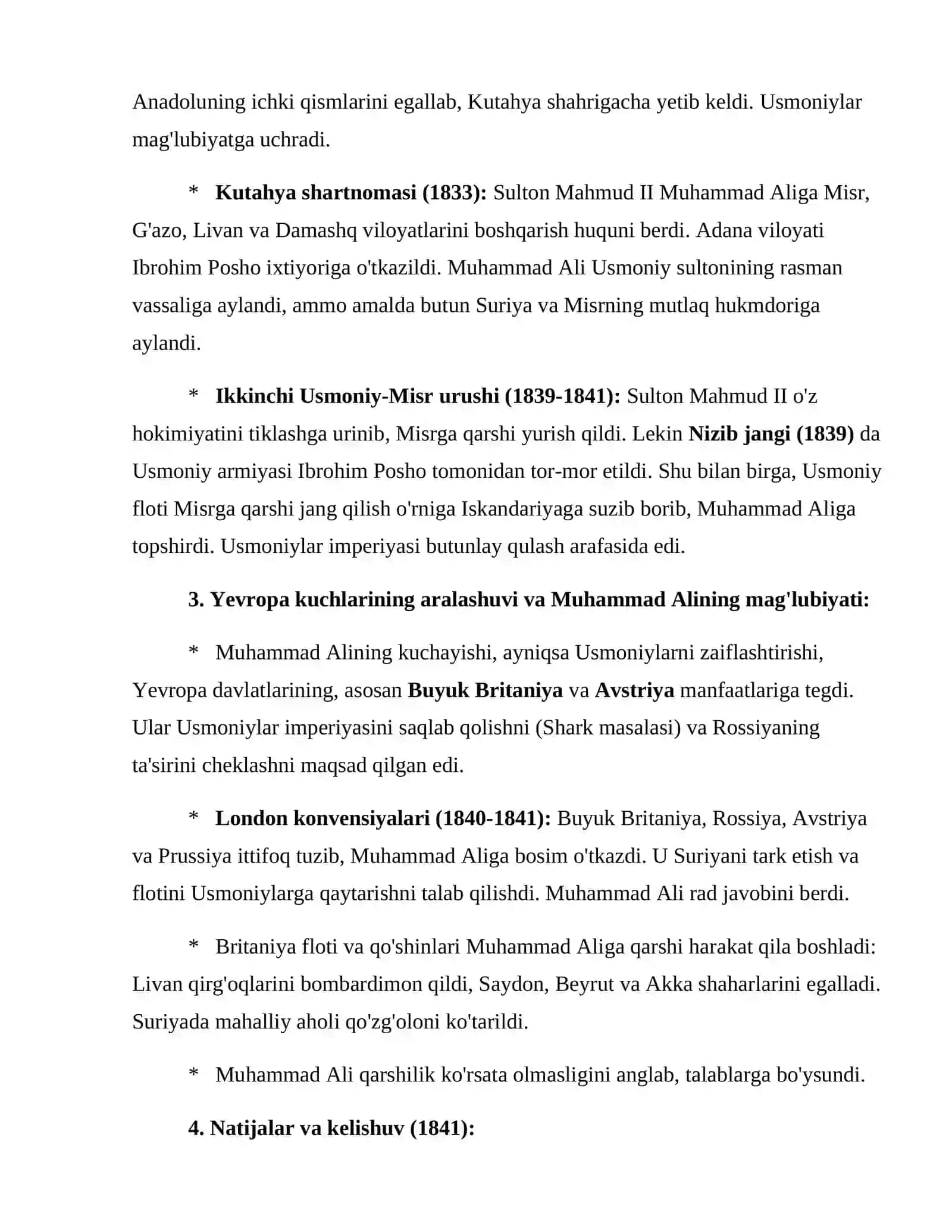 Muhammad Alining tashqi siyosati. Usmoniylar bilan munosabatlar 4