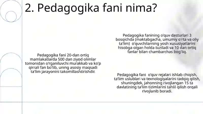 Pedagogika fani: Umumiy nuqtai 4