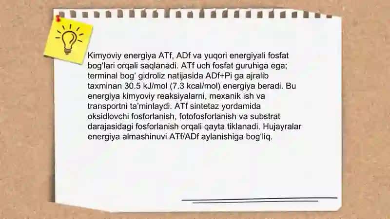 Hujayra energiyasining shakillari va hosil bolish usullari 4