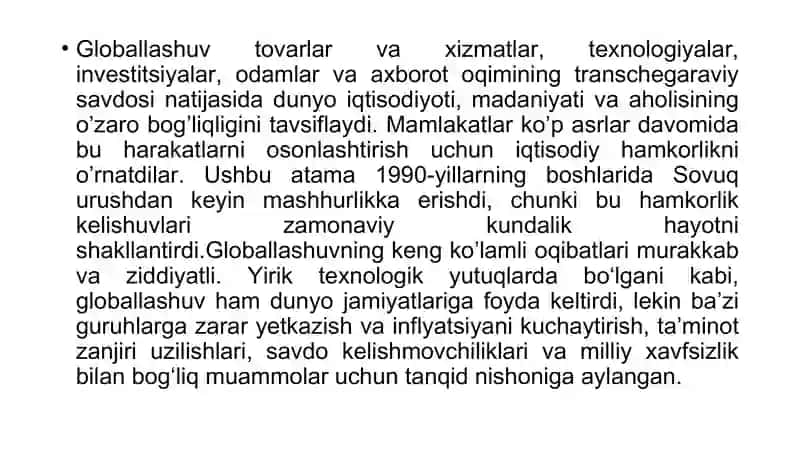 Globallashuv jarayonlarining yuzaga kelishi va unda xalqaro tashkilotlarning o’rni 4