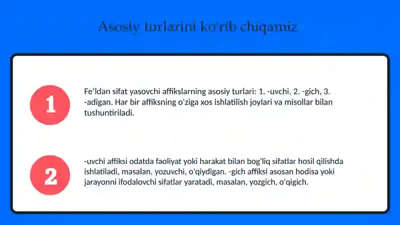 Feʼldan sifat yasovchi affikslar 4