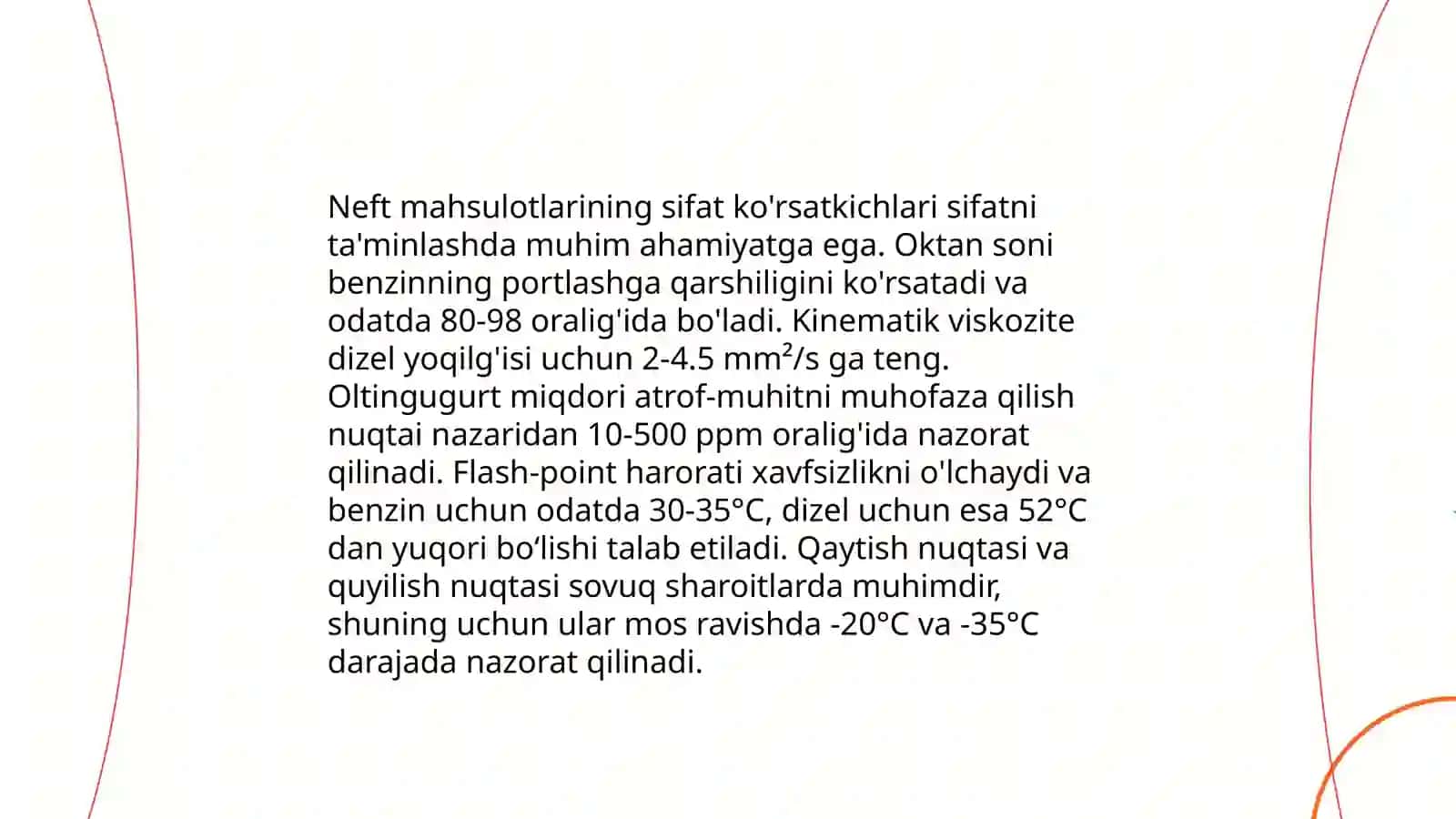 Neft mahsulotlariga qo’yiladigan talablar 4