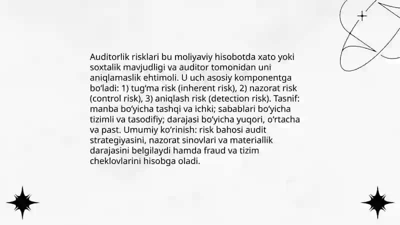 Auditorlik tekshiruvida muhimlik va risk 4