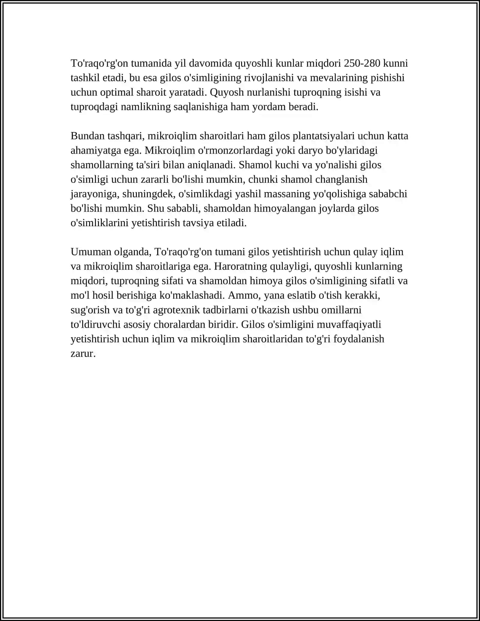 TO'RAQO'RG'ON TUMANIDA GILOS O'SIMLIGINI YETISHTIRISH 4