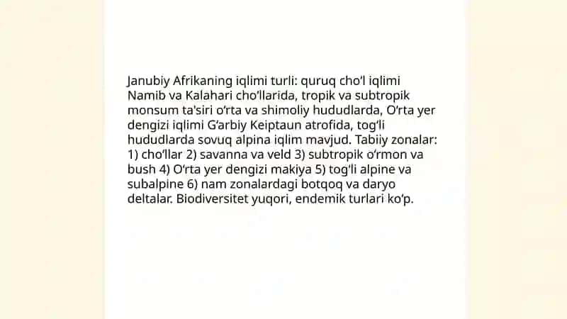 Janubiy Afrika geografiyasi 4