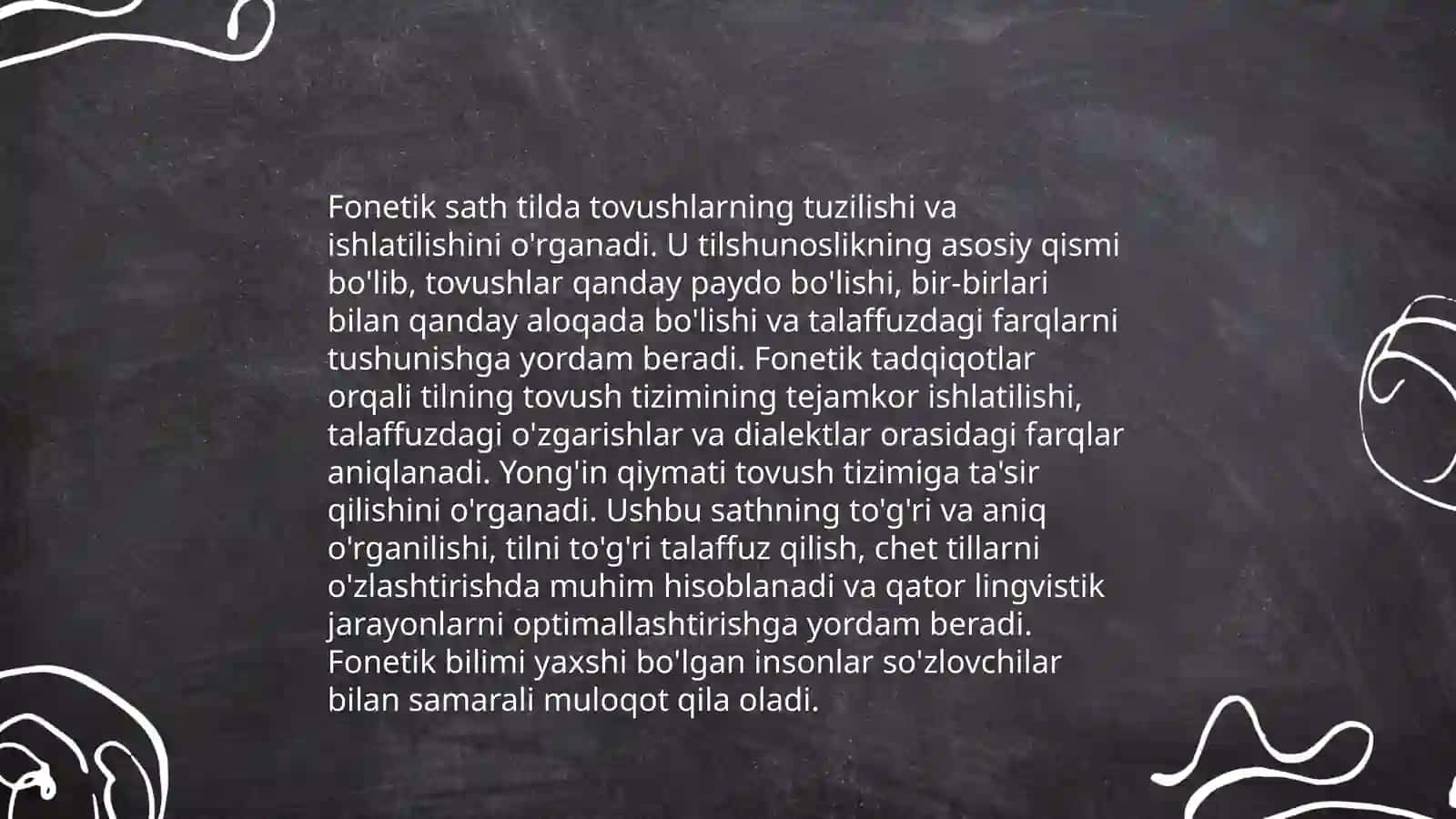 Til sathllari fonetik fonologik va leksik sath 4