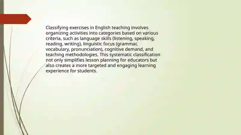 Classification of Exercises in Teaching English 4