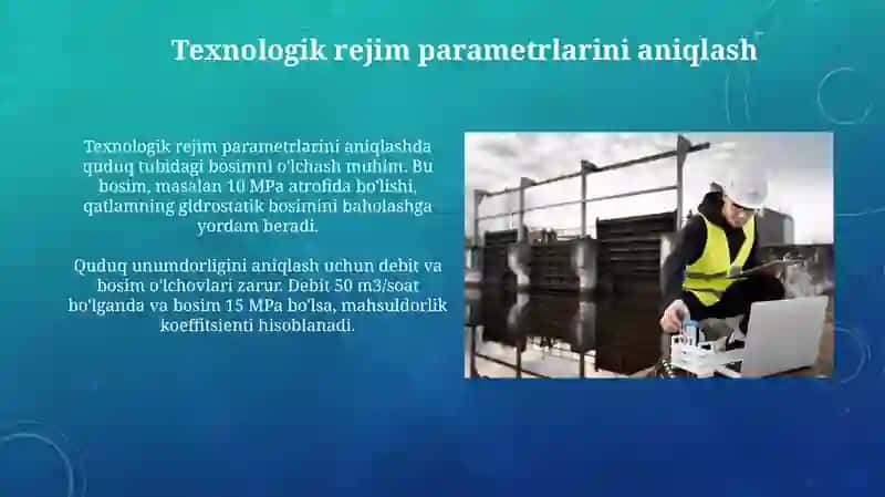 Quduqlarni ishlatishning texnologik rejimi tuzish 4