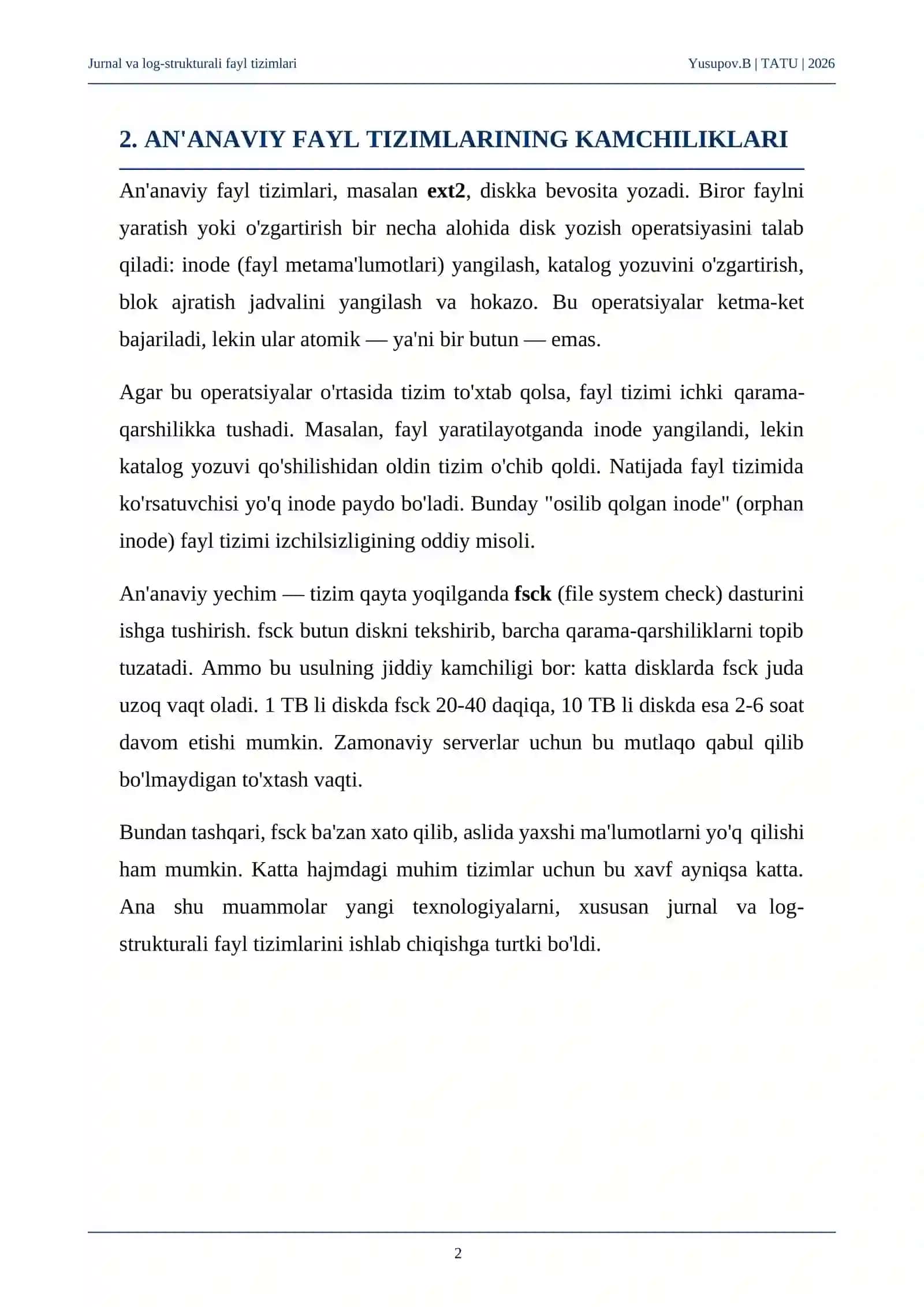Jurnal va log-strukturali fayl tizimlari 4