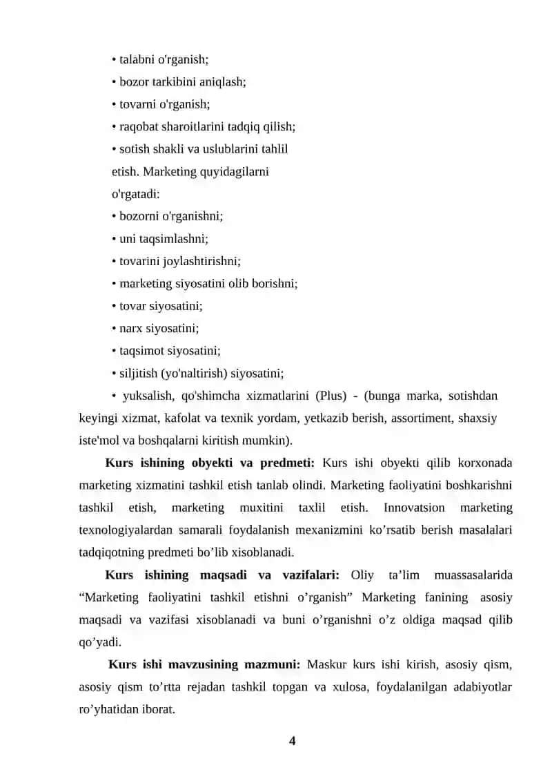 Korxonada marketing xizmatini tashkil etish. 4
