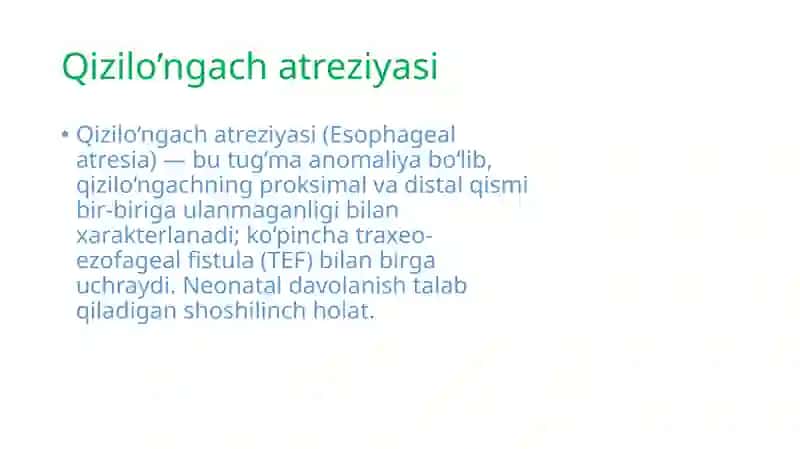 Qizilo’ngach tug’ma nuqsonlari 4