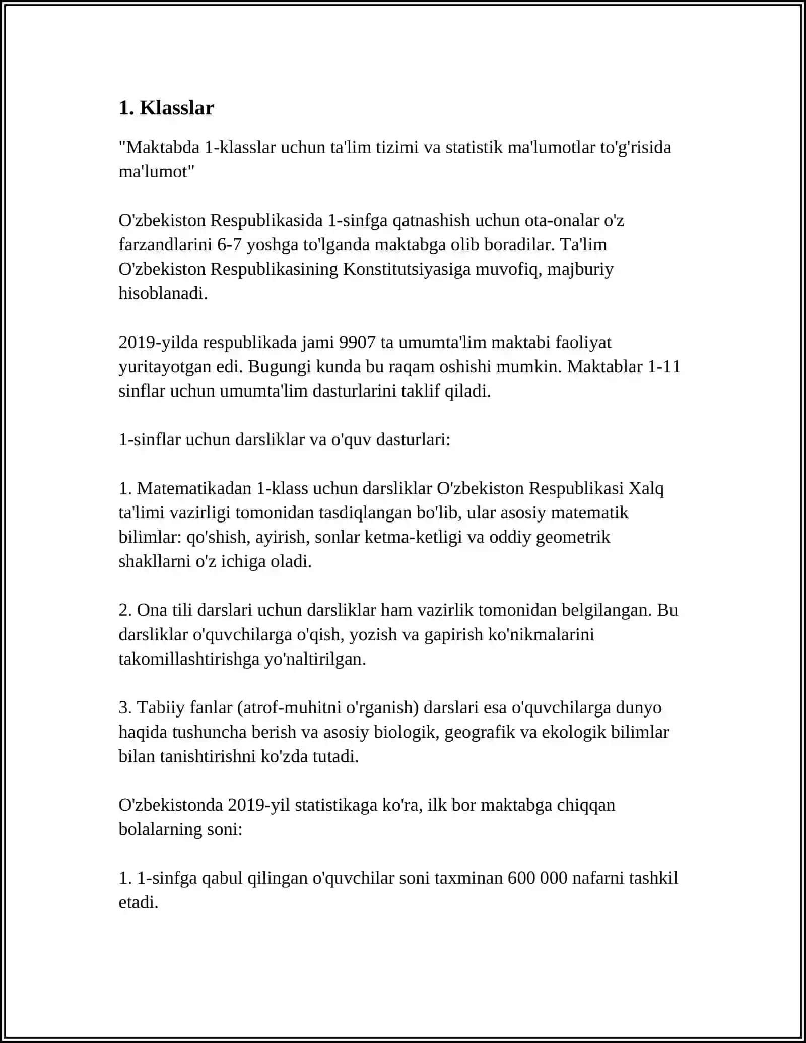 Klasslar 4