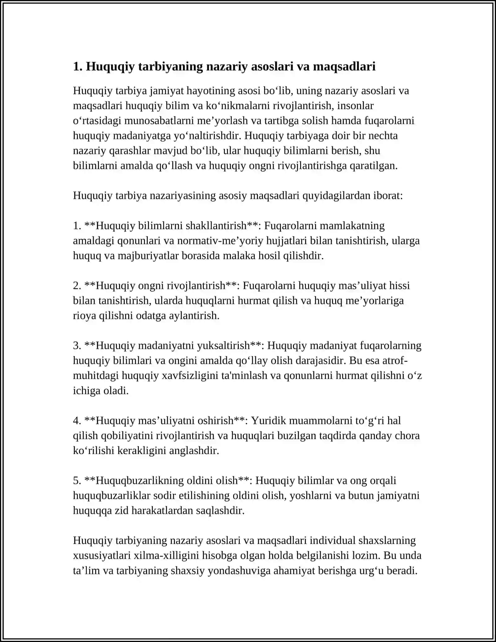 HUQUQIY TARBIYANING ASOSIY YO'NALISHLARI 4