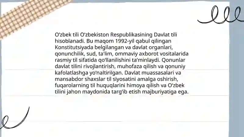 Oʻzbek tili – davlat tili 4