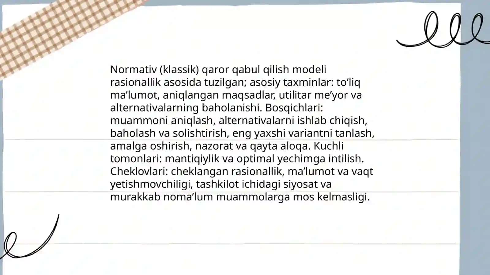 Zamonaviy menejmentda qaror qabul qilish modeli 4