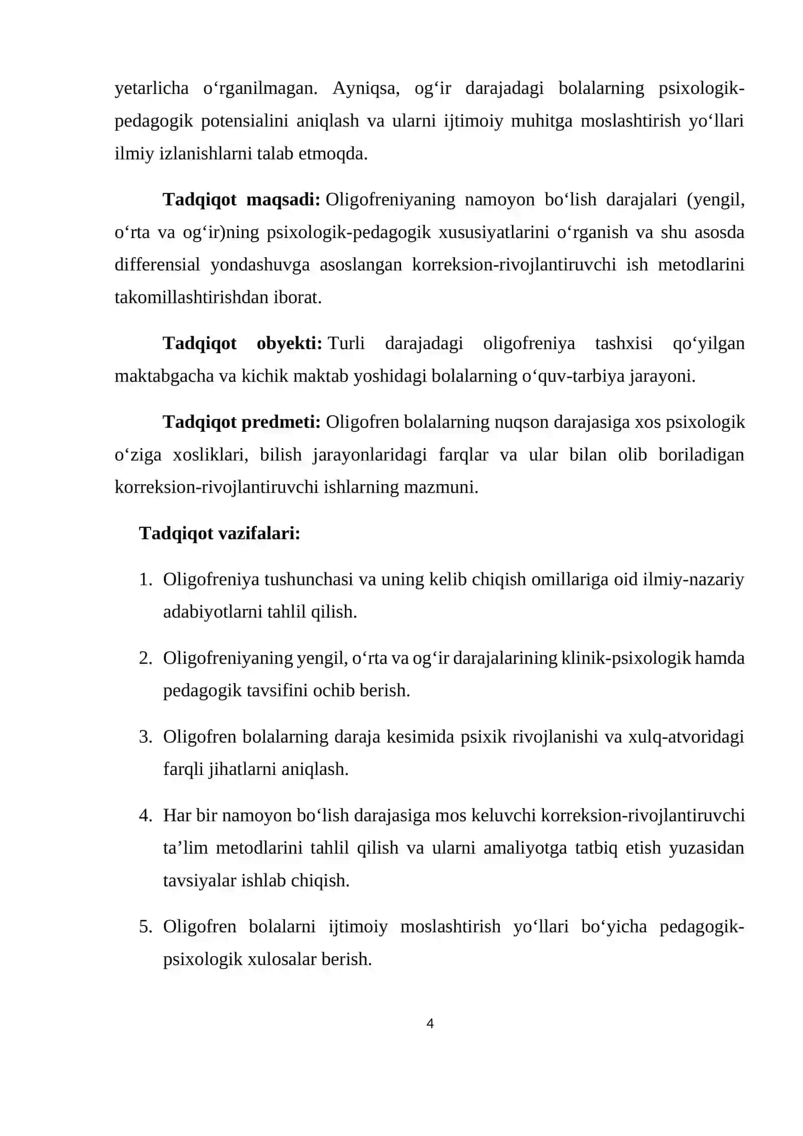 Oligofreniyaning namoyon bo’lish darajalari 4