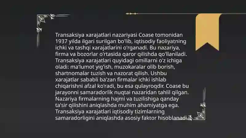 Yangi institutsional iqtisodiyot: tushunchalar va g'oyalar 4