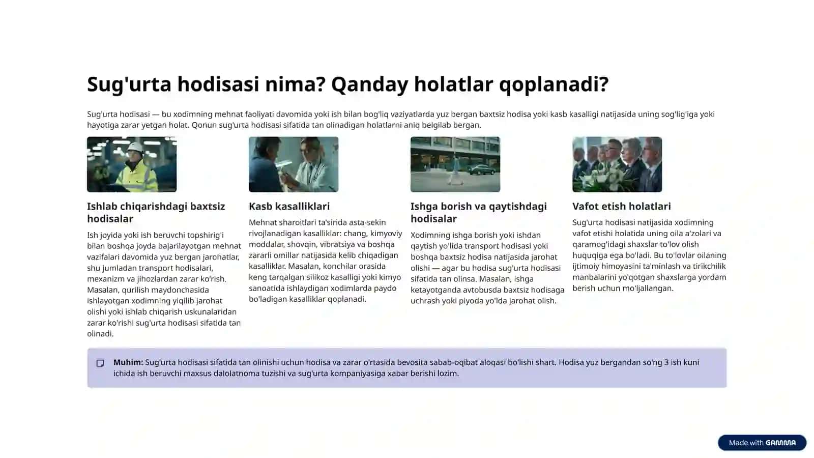 O‘zbekiston Respublikasining “Ish beruvchining fuqarolik javobgarligini majburiy sug'urta qilish to'g'risida” gi qonuni 4