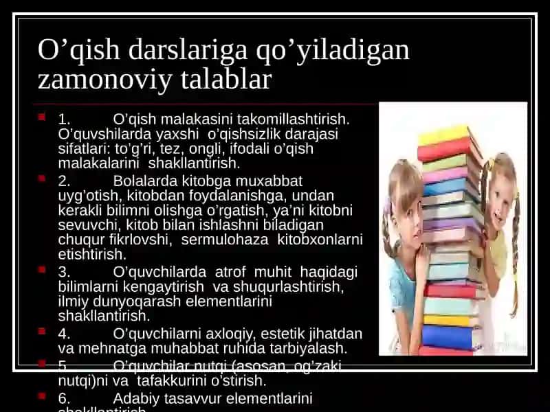 Dars va unga qo`yiladigan talablar 4