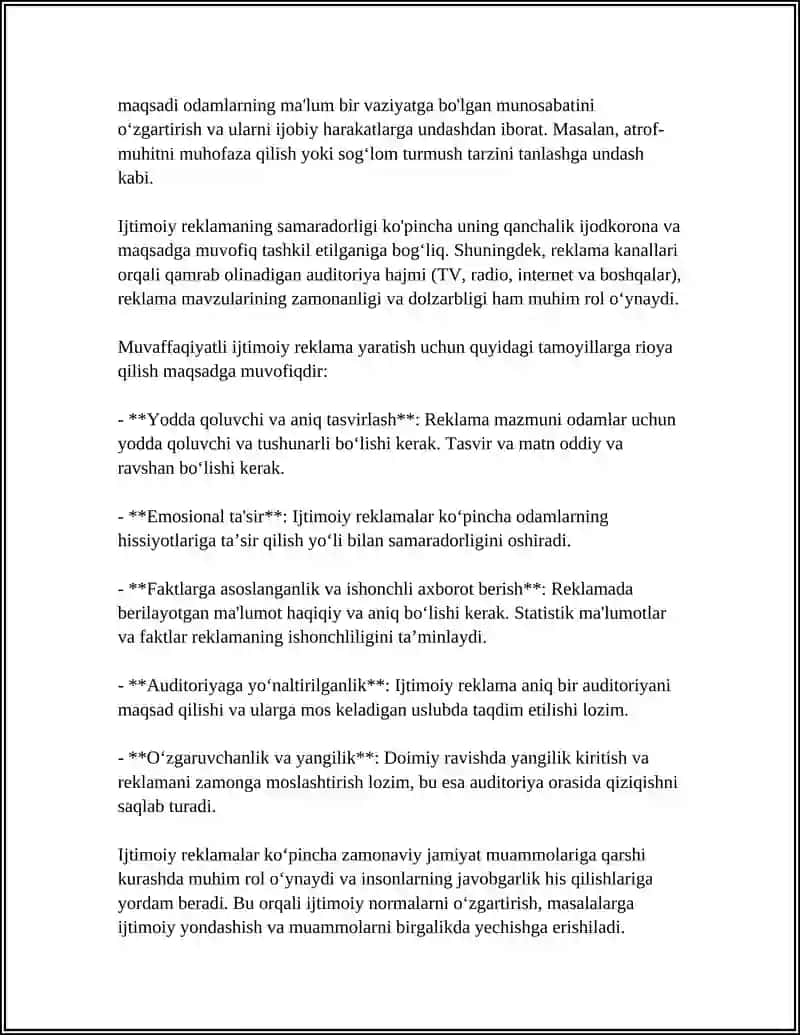 REKLAMANING IJTIMOIY MAZMUN MOHIYATI 4