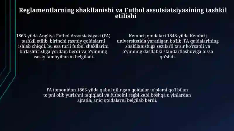 Futbolning rivojlanish tarixi 4