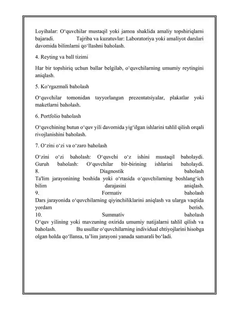 PEDAGOGIK BAHOLASH TURLARI 4