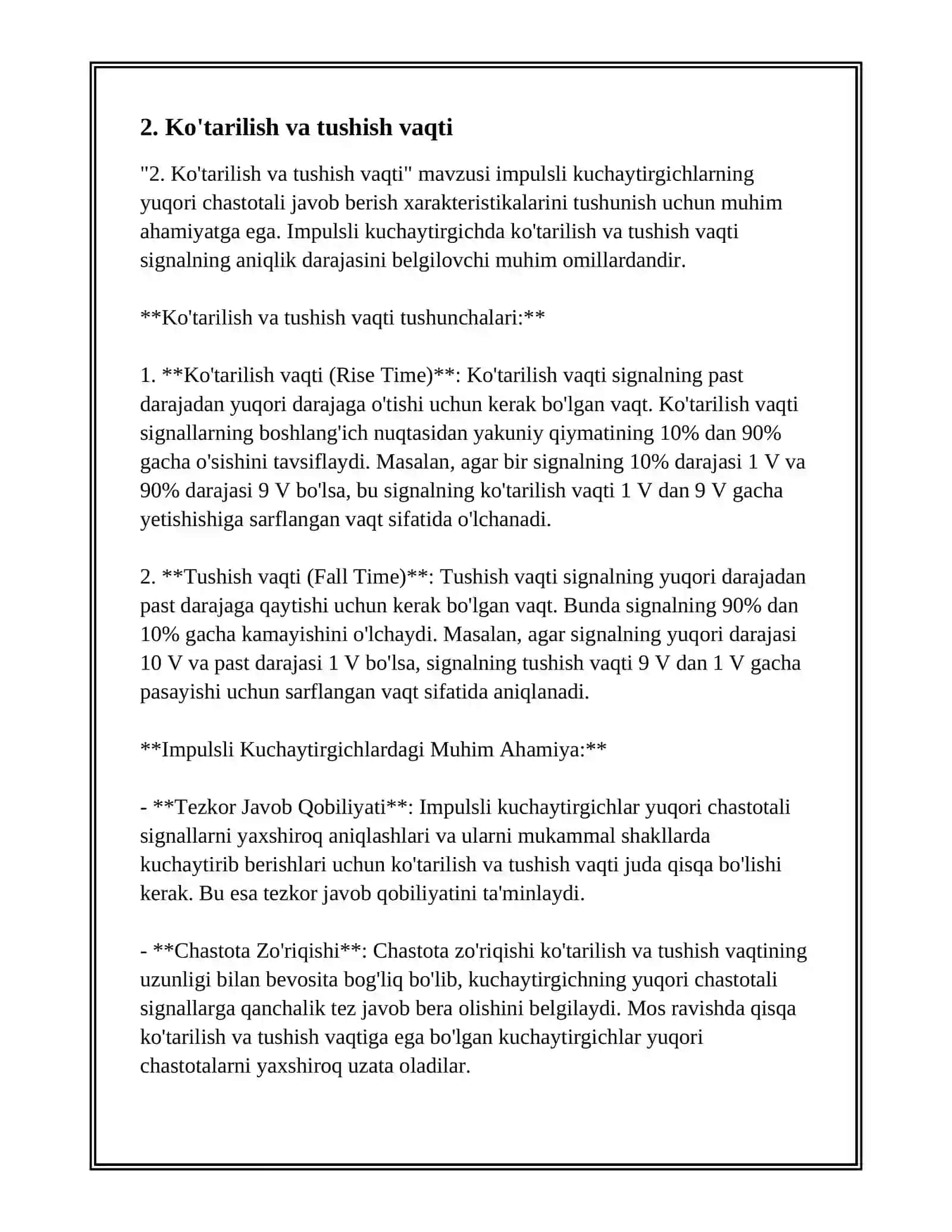 IMPULSLI KUCHAYTIRGICHNING XARAKTERISTIKALARI 4