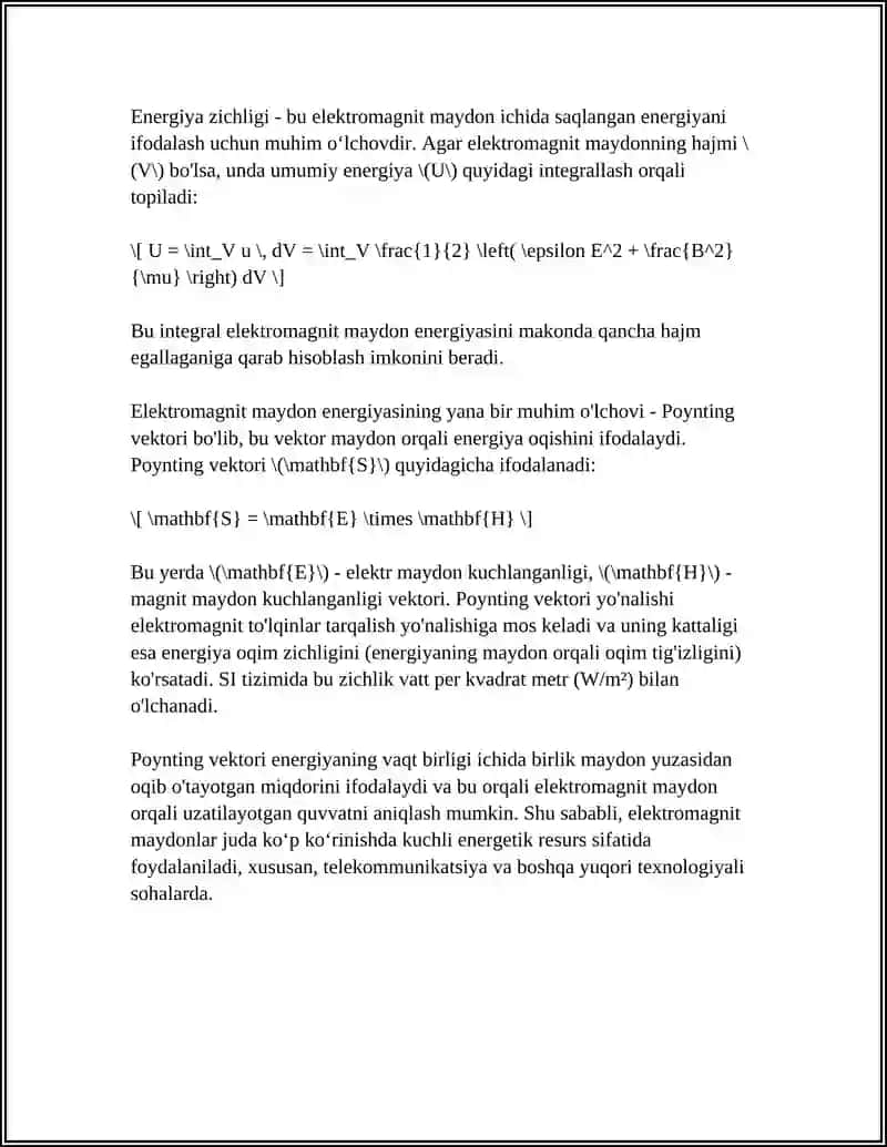 ELEKTROMAGNIT MAYDON ENERGIYASI VA QUVVATI 4