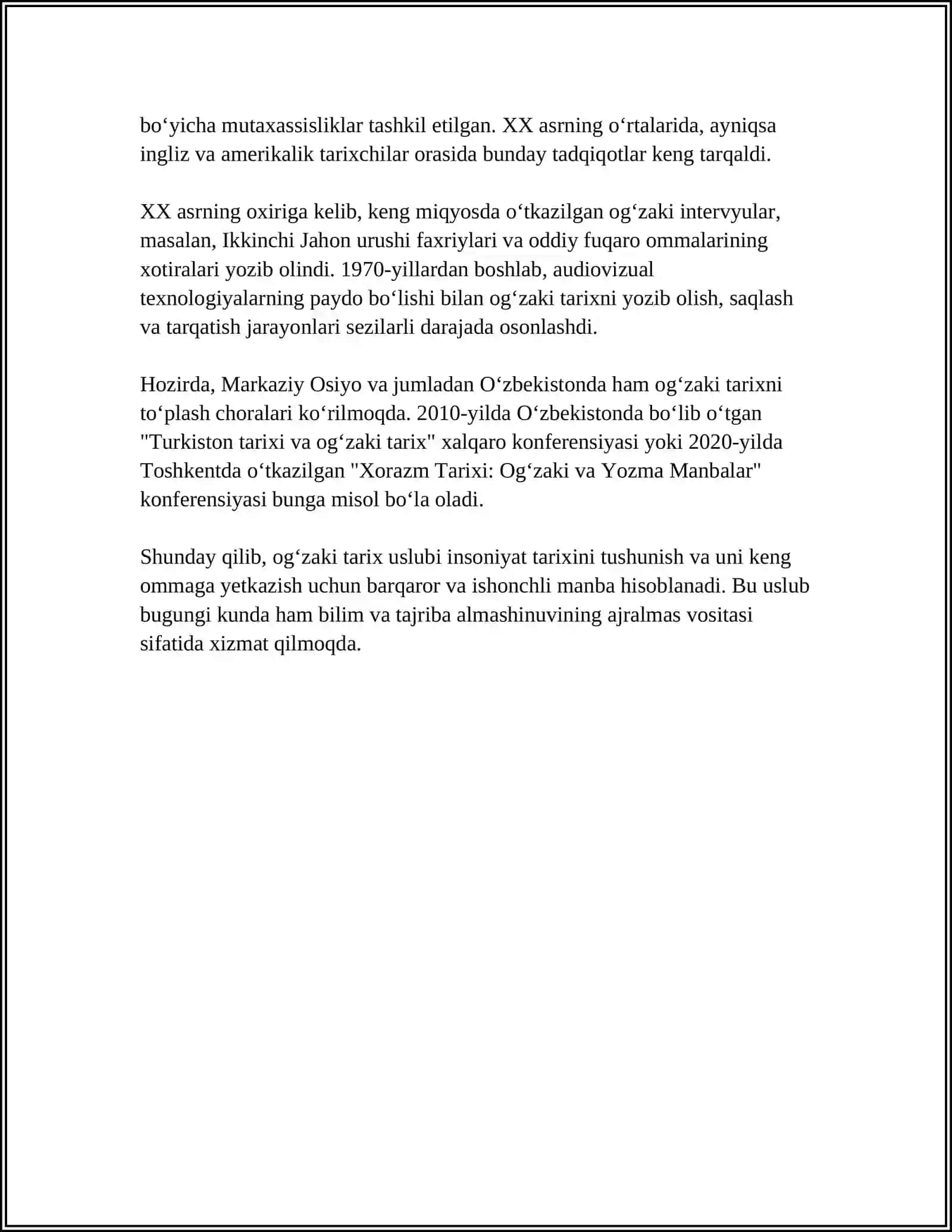 OGʻZAKI TARIX USLUBINING OʻZIGA XOSLIGI 4