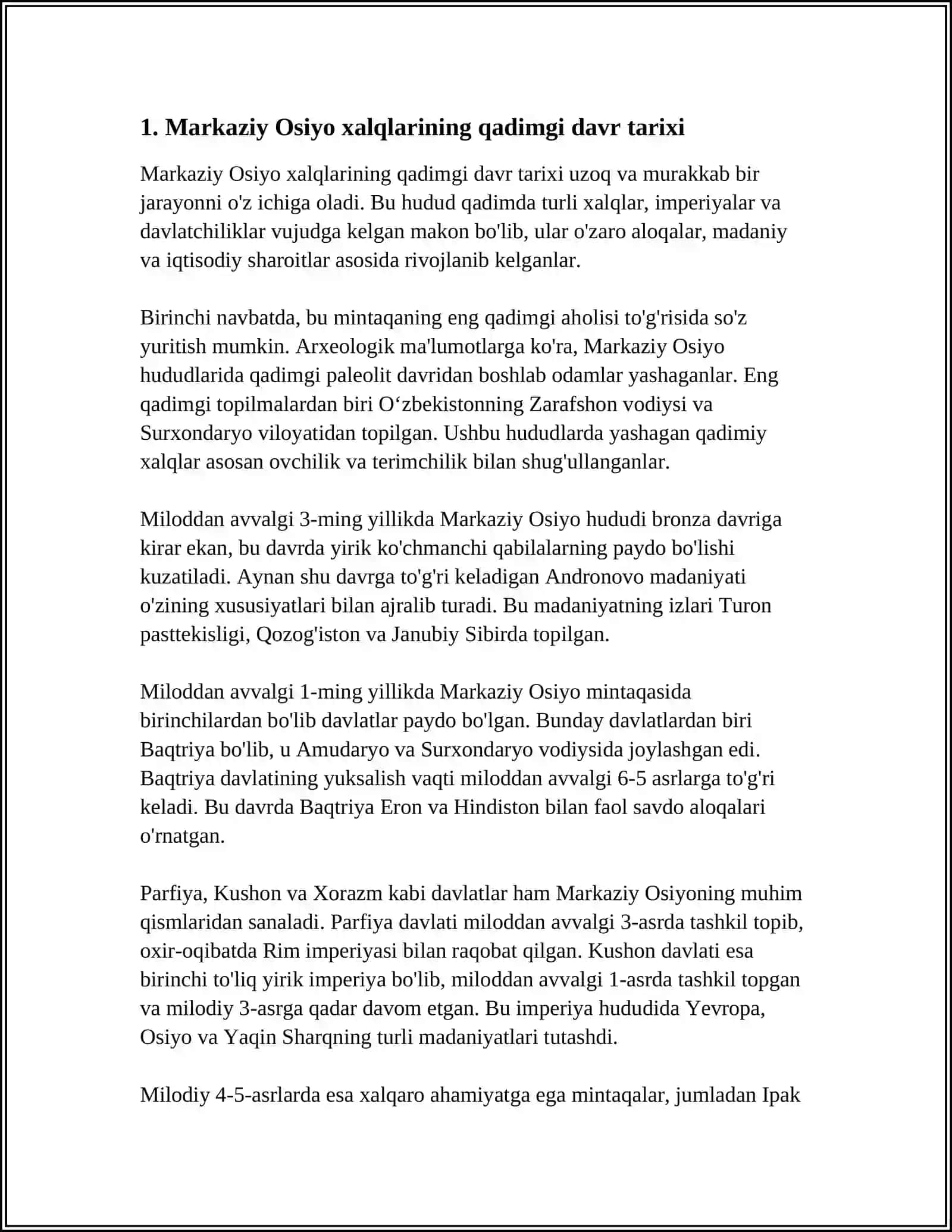 MARKAZIY OSIYO XALQLARI TARIXI, MADANIYATI, ETNOGRAFIYASI MUAMMOLARI 4