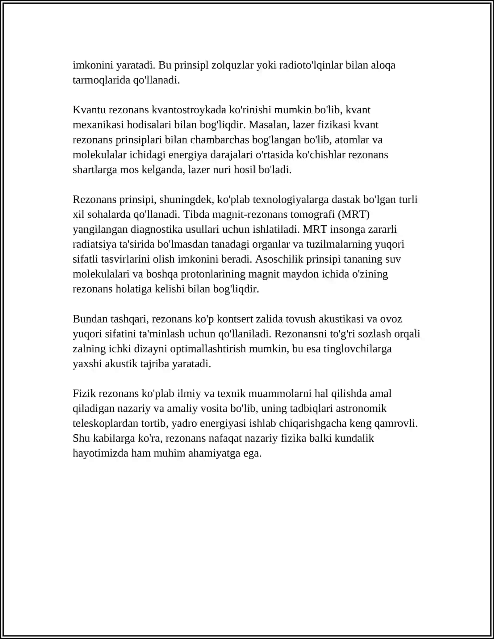 REZONANS VA PAST CHOSTOTALI KUCHAYTIRGICHLAR, ULARNING RADIO, TELEVIDENIYE, ALOQA TIZIMLARIDAGI OʻRNI 4